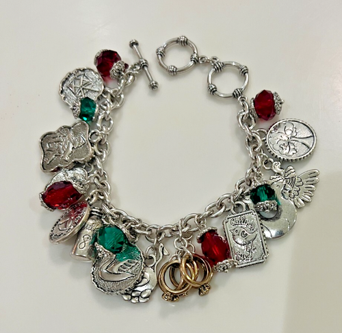 Premier Designs 12 Days of Christmas Charm Bracelet Signed 7.5" - 8.5" Retired - Picture 2 of 12