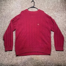 Tommy Hilfiger Cable Knit Sweater Mens 2XL Burgundy Long Sleeve Pullover