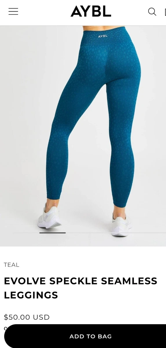 AYBL Evolve Seamless Leggings Teal Booty Yoga Workout Pants Large Beaybl NWT