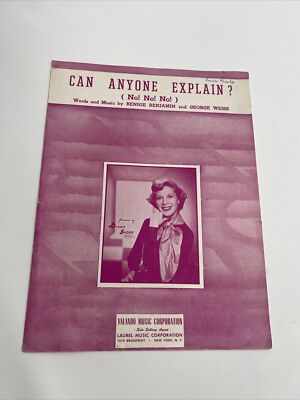 Vtg.Sheet Music''Can Anyone Explain'' featured by Dinah Shore 1950  File2