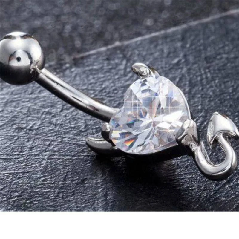 Nuevo Piercing Quirúrgico Hermoso Anillo Ombligo Ombligo Diseño Diablo Barra Cristal Foto 2 de 4