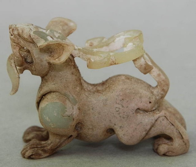 China culture Jade carved Monster Statue! Shang dynasty style Nephrite