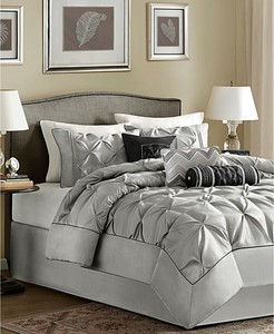 Madison Park Laurel 7 Pc King Comforter Set Grey Bed Skirt