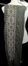 Vintage Green And White Floral Embroidered Scarf