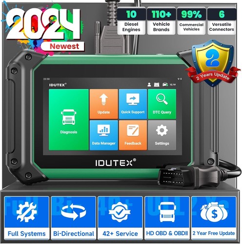 IDUTEX 12V 24V Car Heavy Duty Truck Scanner All System DPF Oil Diagnostic Tool - Imagen 10 de 10