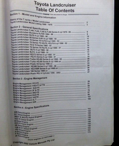Toyota LANDCRUISER - 1952 to 2002 - Quick REFERENCE MECHANIC'S Data MANUAL -rare - Picture 6 of 17