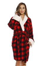 Sherpa Collar  Cuff Robe Red/White