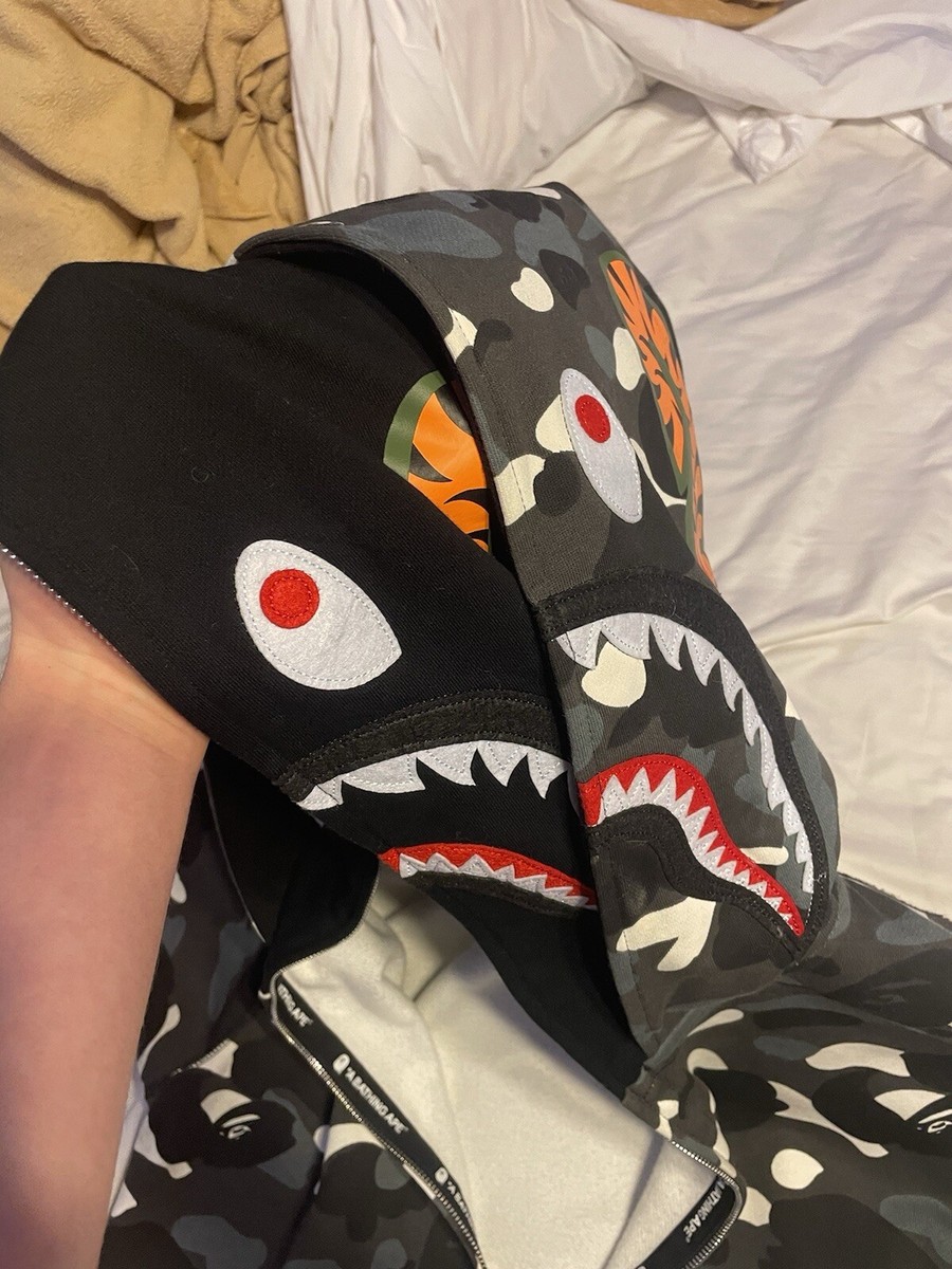 BAPE City Camo Shark Wide Full Zip Double Hoodie / Size BAPE City Camo Shark Wide Full Zip Double Hoodie / Size