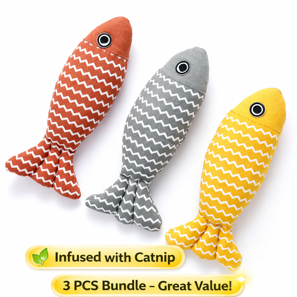 Catnip Fish Kicker Toy 3 Pack Plush Chew Toys for Indoor Cats | eBay