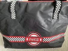 vintage coca cola cooler bag Large Tote Beach Black Checkered