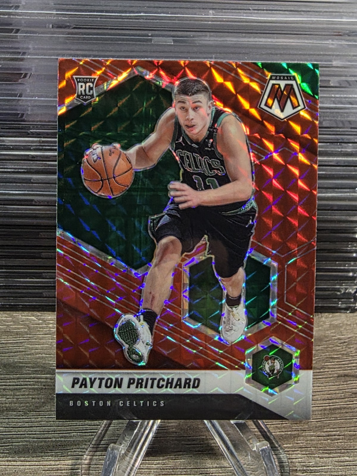 2020-21 Panini Mosaic Red Mosaic Prizm Payton Pritchard RC #210 Boston Celtics