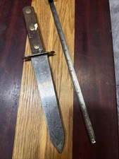 Antique Unmarked Wooden Scales Dagger Serration One Side Vintage