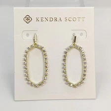 New Kendra Scott Elle Open Frame Crystal Drop Earrings In Gold