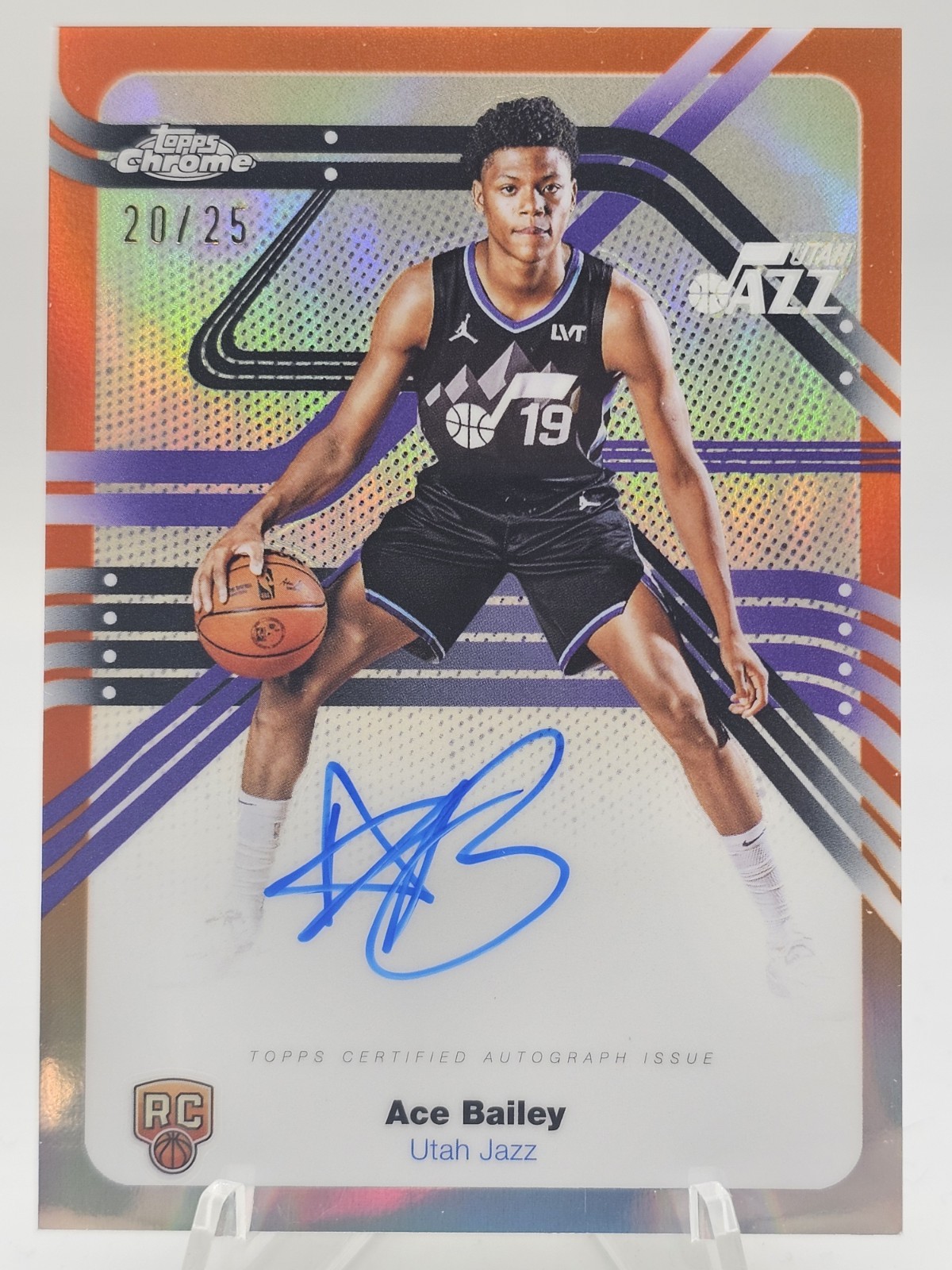 Ace Bailey 2025-26 Topps Chrome Next Stop Signatures Orange Refractor RC #20/25