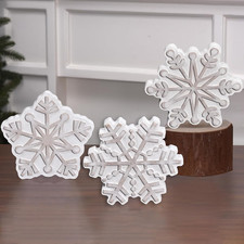 Christmas Decorations Wooden Snowflake Wooden Signs Indoor Tabletop Gift 3 Pcs