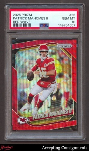 2025 Panini Prizm Prizms Red Wave #26 Patrick Mahomes II 086/149 PSA 10 GEM MINT