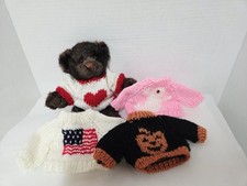 Russ Berrie 8" Sienna Plush Stuffed Teddy Bear W/ 4 Holiday Knit Holiday Sweater