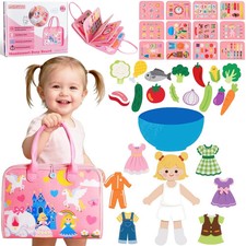 13-Page Baby Busy Book for Toddlers 1-3, Montessori Busy Board Toys for Toddl...