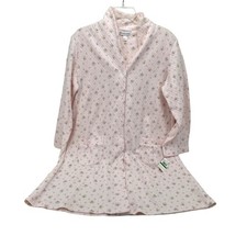 Miss Elaine Quilted Floral Gown Robe Loungewear Pink Blue Size L Snap Buttons