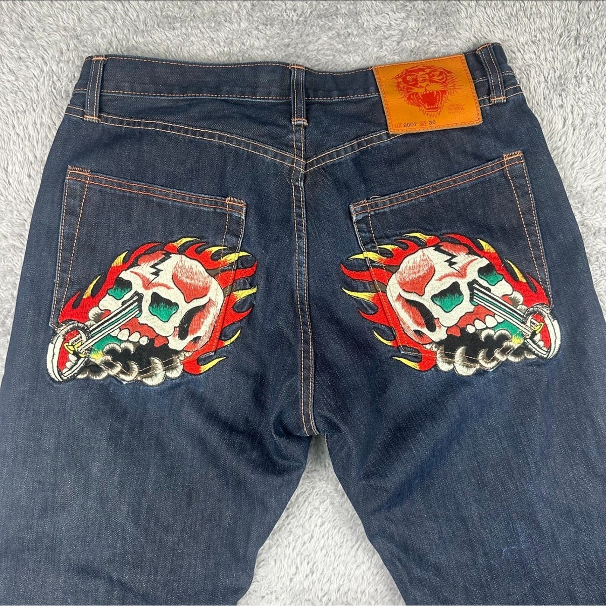 Ed Hardy Christian Audigier Y2K Vintage Skull Embroidered Jeans