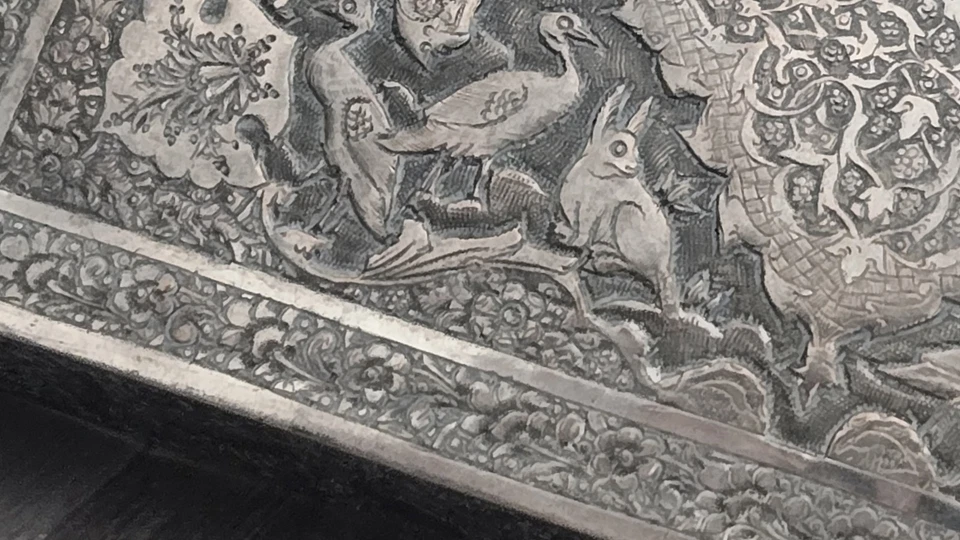 Estuche tocador de plata maciza antiguo genuino de Oriente Medio Foto 3 de 4