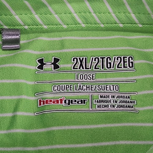 Under Armour Golf Poloshirt Herren 2XL grün gestreift lose Heatgear - Bild 4 von 6
