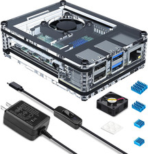 Case for Raspberry Pi 4 with Fan Cooling Pi 4B Case with 5V 3A Power Supply, 4 P