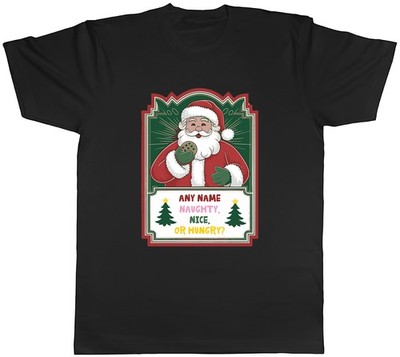 Personalisiertes Herren T-Shirt Naughty Nice or Hungry Christmas Shirt Geschenk Top