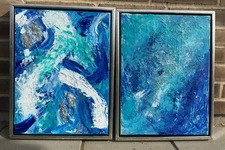 2 piece acrylic painting in frame