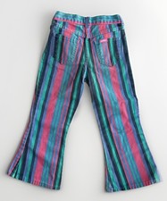 VTG Oshkosh Stripe Multi Color Girls Flare Denim Jeans Bell Bottoms 80 s 90 s 6R