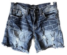 GRACE IN LA Distressed Raw Hem Denim Shorts Easy Fit Size 26