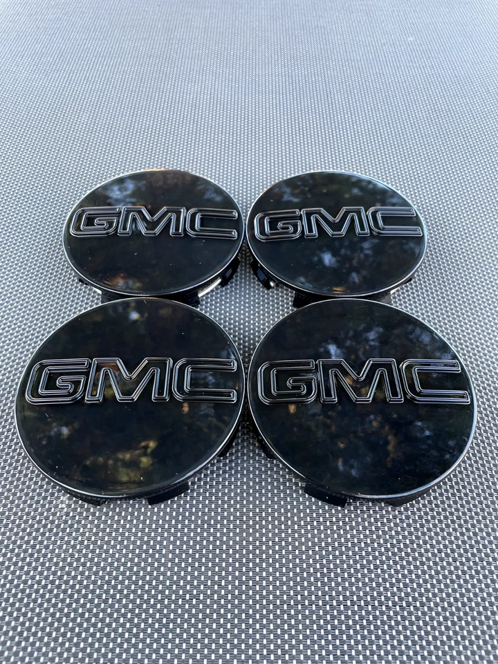 4 X GMC Glossy Black Center Caps 83MM(3 1/4"), Satisfaction Guaranteed! Foto 2 de 4