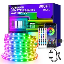 300ft Outdoor LED Strip Lights Waterproof,Music Sync Led Strip Lights with Ap...