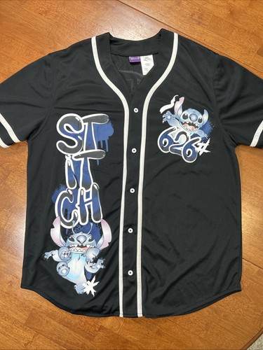 Disney Stitch maglia baseball uomo taglia large nera LILO e punto #626