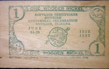 1953 DATED Dunkirk Indiana AUNT MOLLY'S Bakery 1 Wooden Nickel Token  FREE SHIP