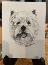 Vintage 1967 Earl Sherwan Westie Dog Sketch Blank Notecards With Envelopes 10