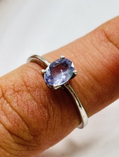 Gemporia silver and tanzanite solitaire ring UK size L