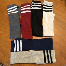 New Ladies 6 Pair of Striped Top Over the Knee Socks