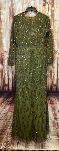 Mac Duggal Long Sleeve Sequin Fully Lined Sheath Gown Women’s US Size 10 - Bild 2 von 8