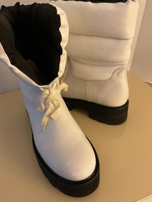 Stuart Weitzman Women White Leather Platform Tyler Ultralift Boots Size 10/41
