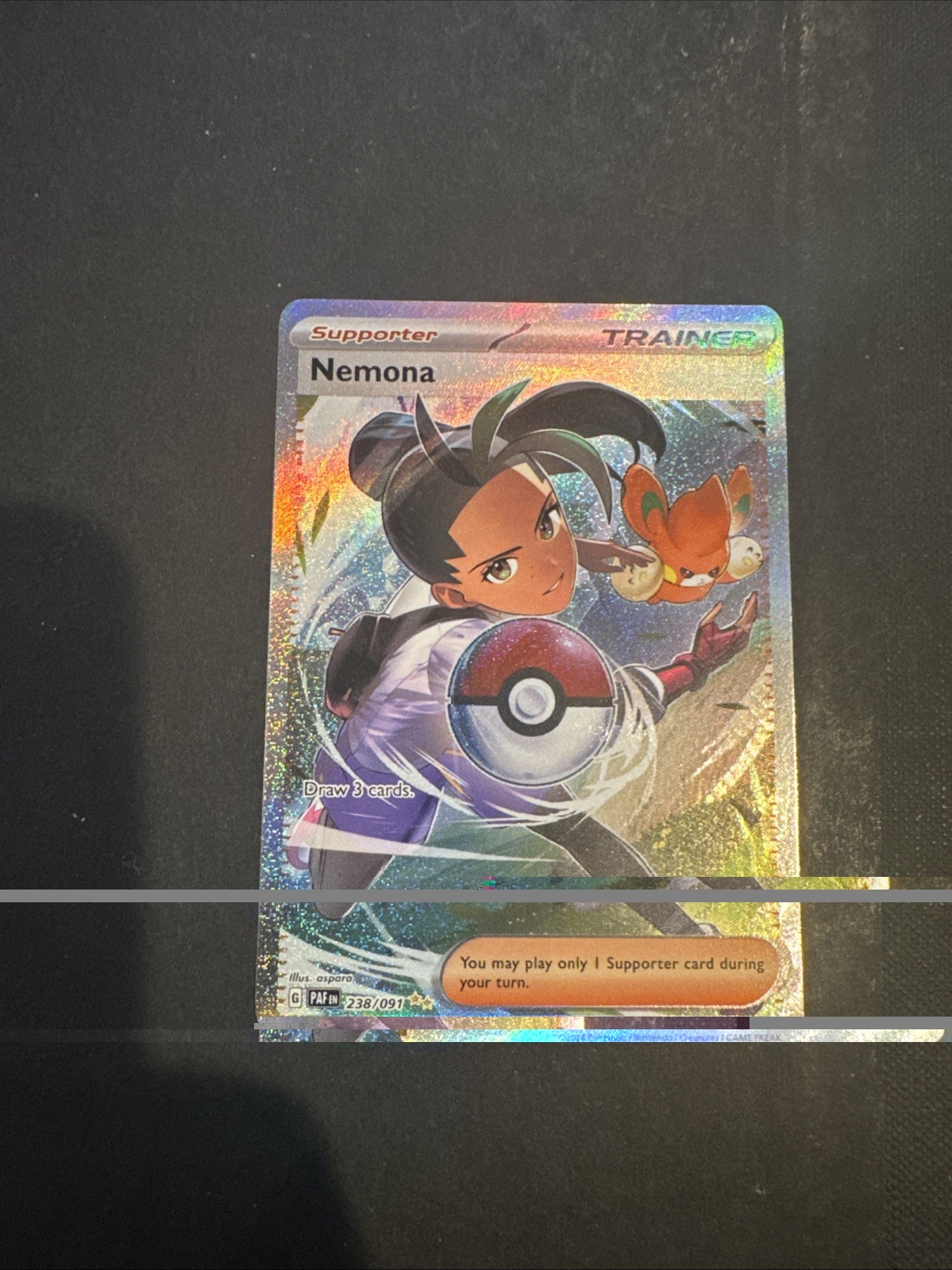 Pokémon TCG Nemona Full Art Holo Card 238/091 SV Paldean Fates Near Mint