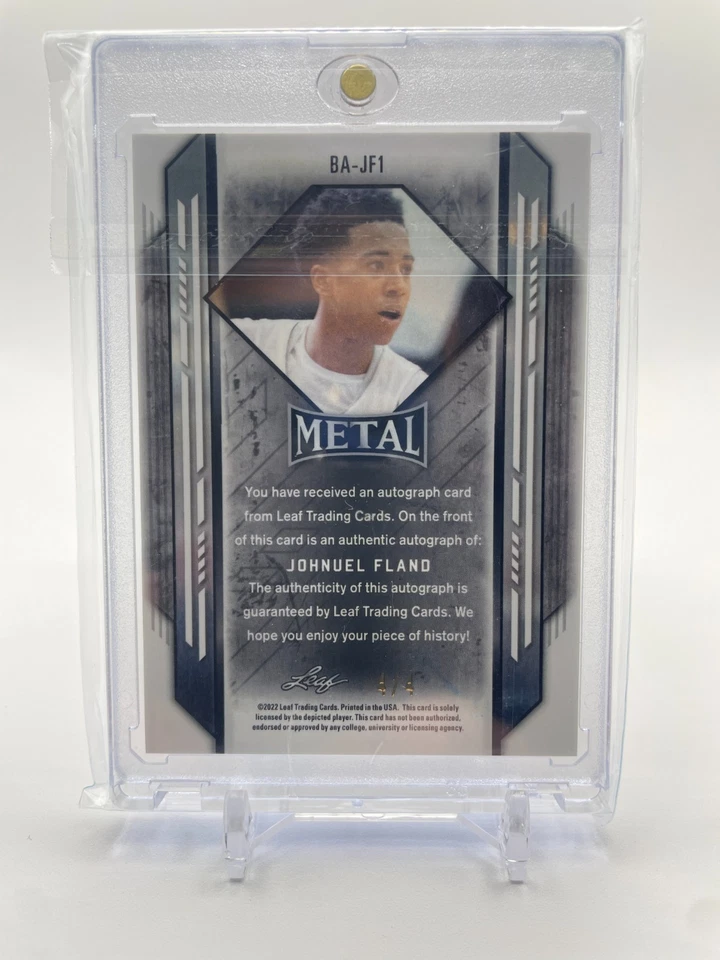 2021-22 Leaf Metal Johnuel Fland Orange Ice Prizm Rookie Auto 4/4 - Image 2 of 2