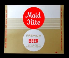 Vintage Original Maid Rite Premium Beer Label Grace Bros Brewing co