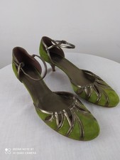 Jigsaw ankle Strap Dance Shoes Green Bronze 1920s Flapper Latin Salsa UK5 EU38