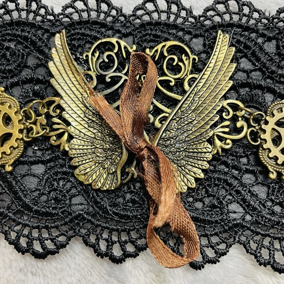 RenFaire Steampunk Belt Lace Faux Leather Metal Charms Adjustable Pirate Cosplay - Image 2 of 4