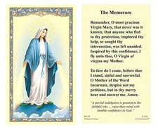 Our Lady of Grace "The Memorare"  Holy Prayer Card Cardstock- Set of 2