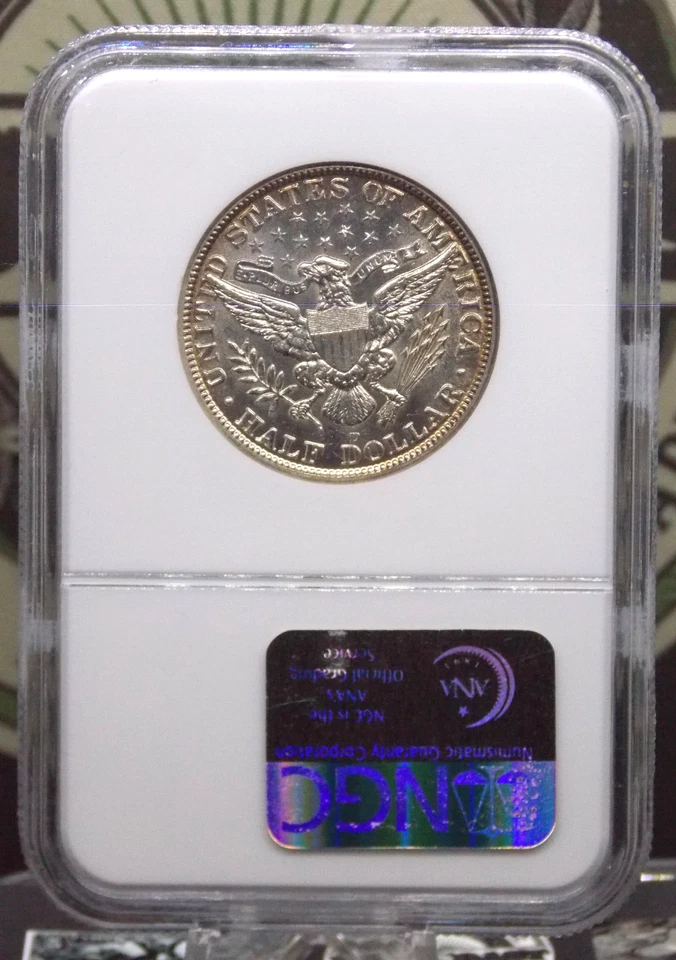 1915 "D" Barber SILVER Half Dollar 50c NGC AU58 #005 About Uncirculated ECC&C - Image 4 of 4