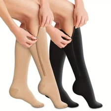 3x Zip-Up Compression Socks 20-30mmHg Closed Toe With Zipper Pain Relief Unisex