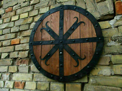 Medieval Wooden Shield Battle Ready Shield for Wall decoration 24'' LARP