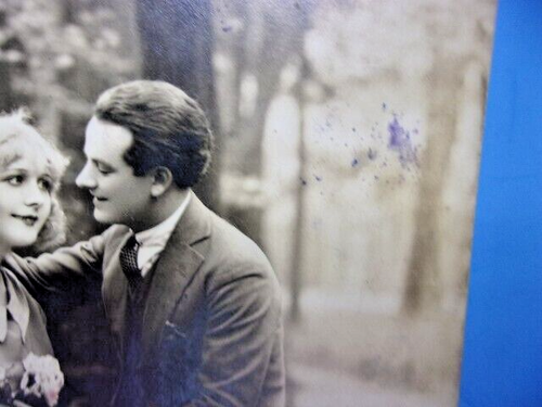 Antique RPPC Man & Woman on Wood Bridge Romantic Love Photo France Bleuez 698 PC - Picture 3 of 4
